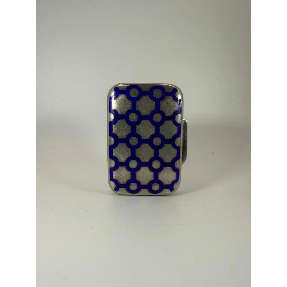 80's Gucci Sterling Silver Enamel Pill Box